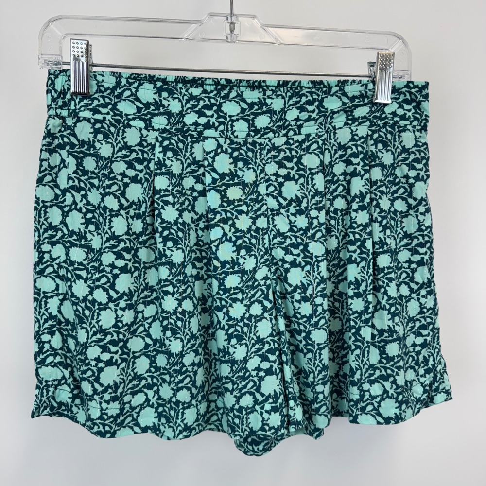 Vineyard Vines Teal Floral Metallic Stripe Shorts Womens XS 2H001252 Navy Blue